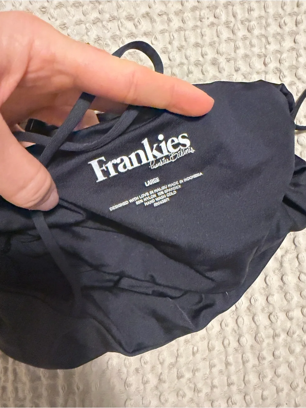Frankie's Bikinis Black Tie-Side Swim Top